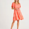 Betty Basics Cressida V-Neck Relaxed Cotton Dress - Coral