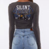 Silent Theory Poison Cropped Long Sleeve Top - Coal